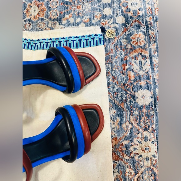 Tory Burch Colour-Block Panel Design 100mm Sandals in Blue in 7 - Picture 7 of 13